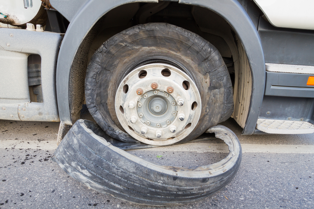 flat tire of a semi truck
